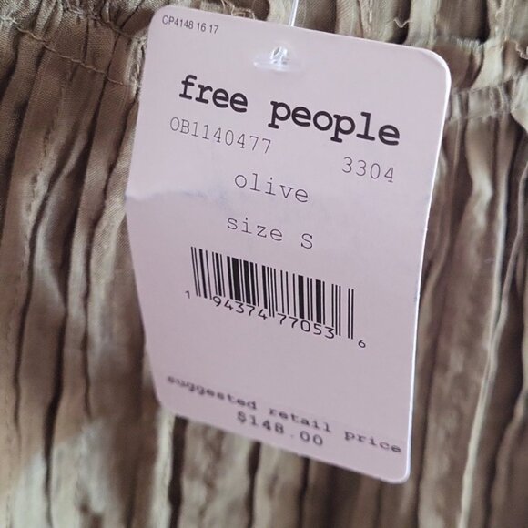 Free People Olive Green Frankie Pintuck Maxi Dress‎ SZ S NWT - Picture 9 of 11